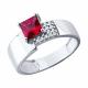 Серебряное кольцо SOKOLOV 84010039 с фианитом и рубиновым корундом