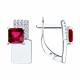 Серебряные серьги SOKOLOV 84020046 с фианитом и рубиновым корундом