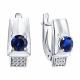 Серебряные серьги SOKOLOV 88020086 с фианитом и сапфировым корундом