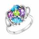 Серебряное кольцо SOKOLOV 92010488 с топазом, фианитом, аметистом и хризолитом
