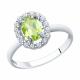 Серебряное кольцо SOKOLOV 92010985-91 с фианитом и хризолитом