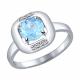 Серебряное кольцо SOKOLOV с ситаллом цвета Топаз и фианитом 92011165
