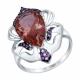 Серебряное кольцо SOKOLOV с ситаллом цвета Родолит и фианитом 92011317