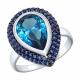Серебряное кольцо SOKOLOV с ситаллом цвета Лондон топаз и фианитом 92011328