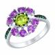 Серебряное кольцо SOKOLOV 92011399 с фианитом, аметистом, хризолитом и миксом камней