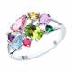 Серебряное кольцо SOKOLOV 92014278-91 с топазом, фианитом, аметистом, хризолитом и рубиновым корундом