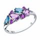 Серебряное кольцо SOKOLOV 92014288-91 с фианитом, аметистом и Лондон топазом