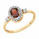 Кольцо из золочёного серебра SOKOLOV 92014628 с фианитом и гранатом