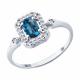 Серебряное кольцо SOKOLOV 92014633 с фианитом и Лондон топазом