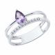 Серебряное кольцо SOKOLOV 92014683 с фианитом и аметистом