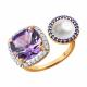 Кольцо из золочёного серебра SOKOLOV 92014699 с фианитом, аметистом и жемчугом