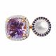 Кольцо из золочёного серебра SOKOLOV 92014699 с фианитом, аметистом и жемчугом