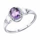 Серебряное кольцо SOKOLOV 92014861 с фианитом и аметистом