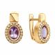 Серьги из золочёного серебра SOKOLOV 92023093 с фианитом и аметистом