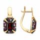 Серьги из золочёного серебра SOKOLOV 92023280 с фианитом, гранатом и рубиновым корундом