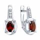 Серебряные серьги SOKOLOV 92023287 с фианитом и гранатом