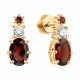 Серьги из золочёного серебра SOKOLOV 92025327 с фианитом и гранатом