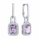 Серебряные серьги SOKOLOV 92025374 с фианитом и аметистом