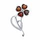 Серебряная брошь SOKOLOV 92040083 с фианитом и гранатом