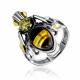 Серебряное кольцо Дарвин 920E41149aa-микс с янтарём