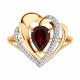 Кольцо из золочёного серебра Diamant 93-310-00545-1 с фианитом и гранатом