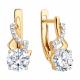 Серьги из золочёного серебра SOKOLOV 93022540 с фианитом
