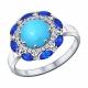 Серебряное кольцо SOKOLOV 94011823 с фианитом и бирюзой