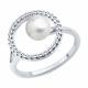 Серебряное кольцо SOKOLOV 94014048-91 с фианитом и жемчугом