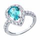 Серебряное кольцо SOKOLOV 94014730 с фианитом и аквамарином