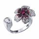 Серебряное кольцо SOKOLOV 94015130 с фианитом и рубиновым корундом