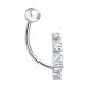 Серебряный пирсинг-крест в пупок SOKOLOV с фианитом 94060112