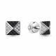 Серьги из белого золота AQUAMARINE 943404Ч с бриллиантом и чёрным бриллиантом