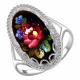 Серебряное кольцо Золотые узоры 96-01-0004-01 с цирконием и финифтью