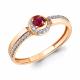 Золотое кольцо AQUAMARINE 962829кр с бриллиантом и рубином