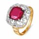Золотое кольцо КЮЗ Del'ta D313055 с фианитом и рубиновым корундом