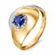 Золотое кольцо КЮЗ Del'ta DБР210462гт с бриллиантом, сапфировым корундом и гидротермальным сапфиром