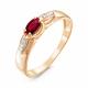 Золотое кольцо КЮЗ Del'ta DБР410952 с бриллиантом и рубином