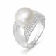 Серебряное кольцо КЮЗ Del'ta Dс112259 с фианитом и жемчугом