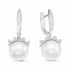 Серебряные серьги КЮЗ Del'ta Dс125861 с фианитом и жемчугом Swarovski