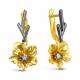 Серьги из лимонного серебра КЮЗ Del'ta Dс129050пзж с фианитом
