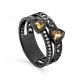 Серебряное кольцо KABAROVSKY K1-052-2989 с фианитом, цитрином и керамикой