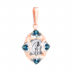 Золотая подвеска-иконка Божией Матери Казанская AQUAMARINE с Лондон топазом А2226908-пк