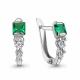 Серебряные серьги AQUAMARINE А400320АГ с фианитом и гидротермальным изумрудом