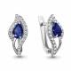 Серебряные серьги AQUAMARINE А400324АБ с фианитом и гидротермальным сапфиром