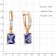 Серьги из золочёного серебра AQUAMARINE А400382603-п с фианитом и танзанитом