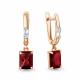 Серьги из золочёного серебра AQUAMARINE А40038285-п с фианитом и гранатом