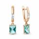 Серебряные серьги AQUAMARINE А40038288-п с фианитом и турмалином