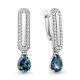 Серебряные серьги AQUAMARINE А40055408А с фианитом и Лондон топазом