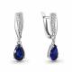 Серебряные серьги AQUAMARINE А400742АБ с фианитом и гидротермальным сапфиром