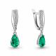 Серебряные серьги AQUAMARINE А400742АГ с фианитом и гидротермальным изумрудом